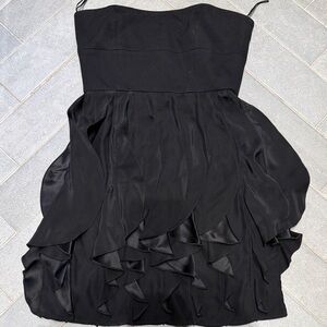 Cynthia Steffe Black Strapless Ruffle Hem Cocktail Dress